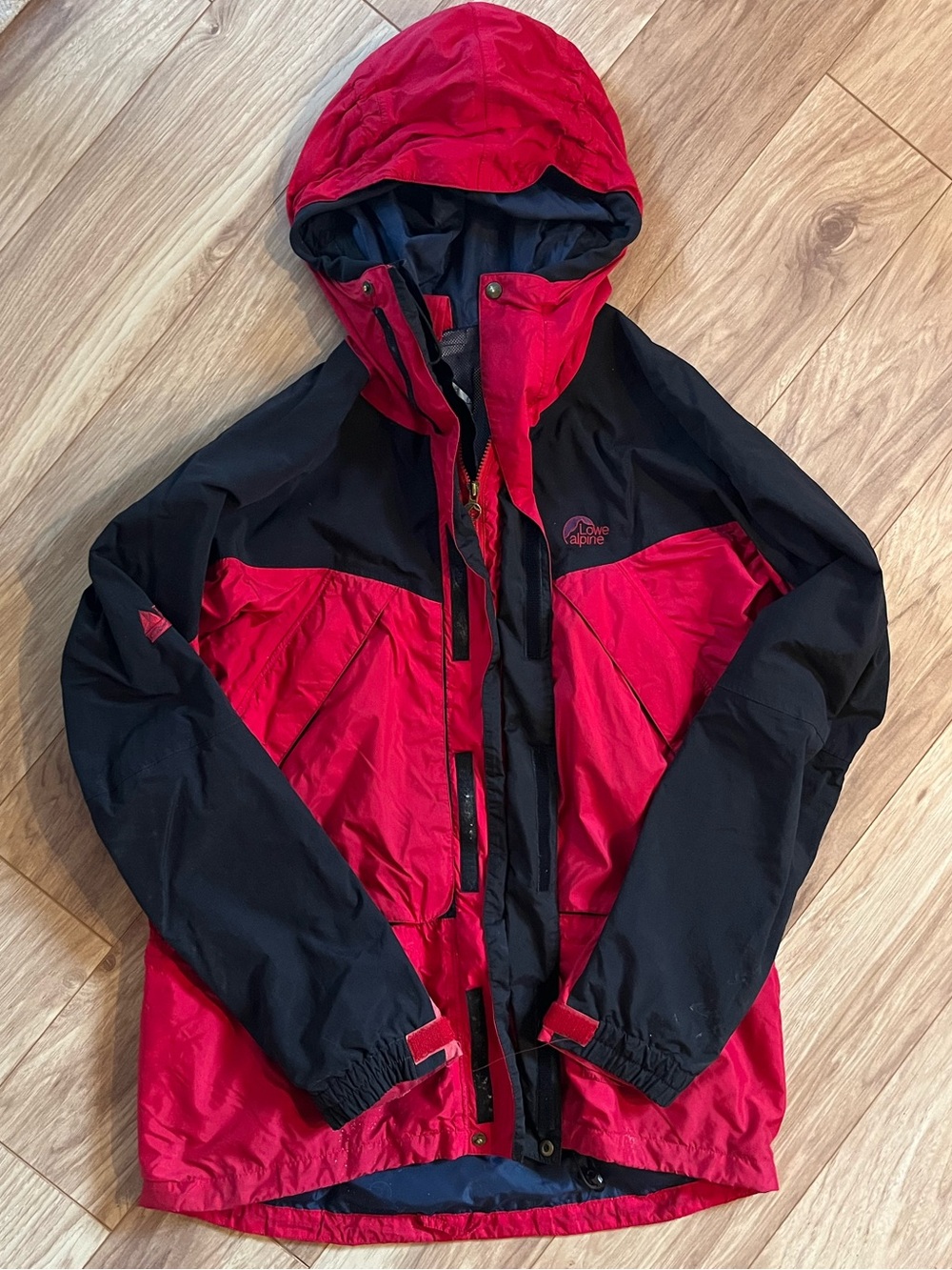 Vintage Lowe Alpine Red and Black Hooded Winter Coat